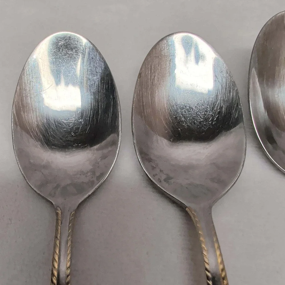 International Silver Stainless Gold Rope Border Teaspoons Set of 5 Replacement
